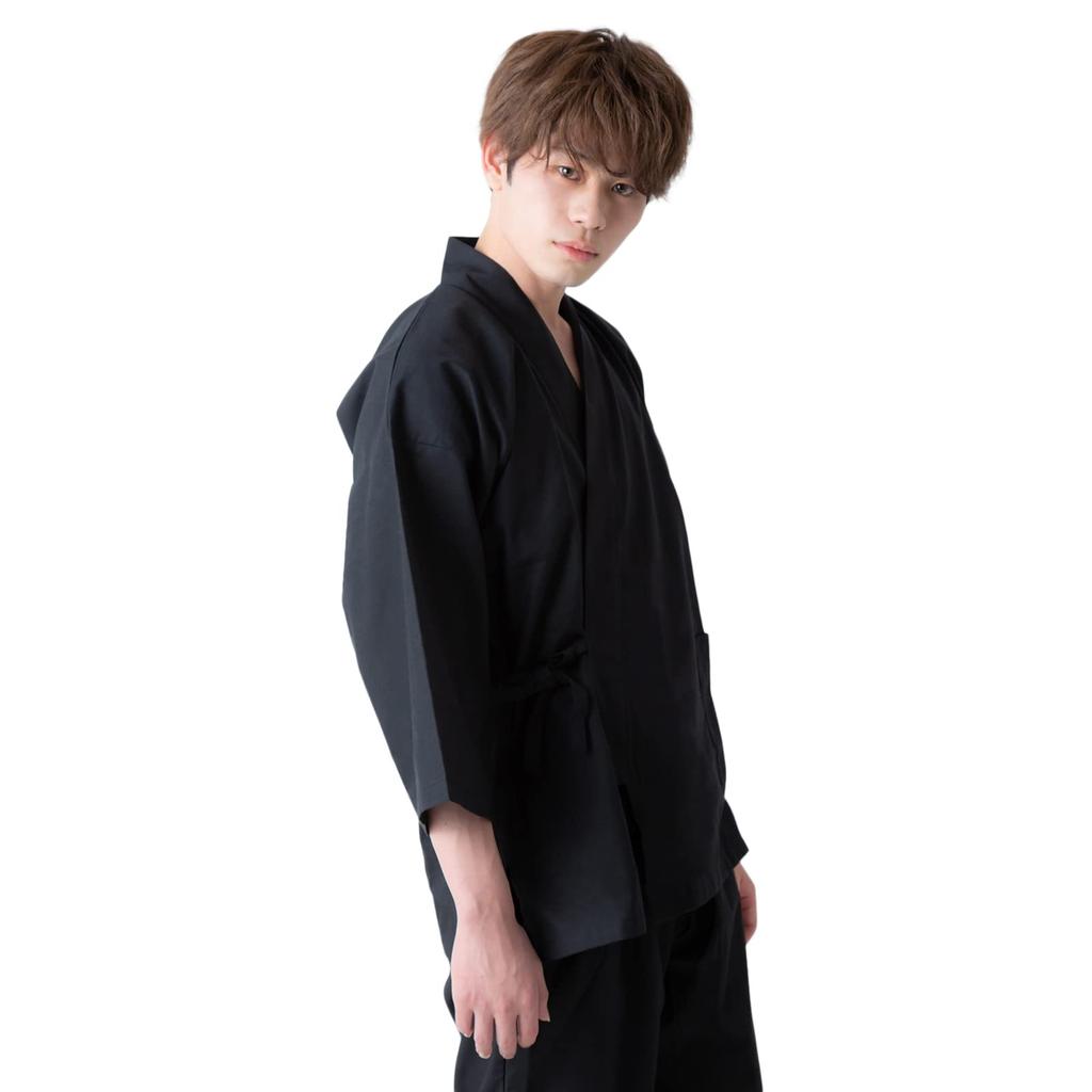 KIMONOMACHI Men's Samue Kimono, Year-Round, Black, Size L, Perfect Gift for Father's Day or Respect for the Aged Day