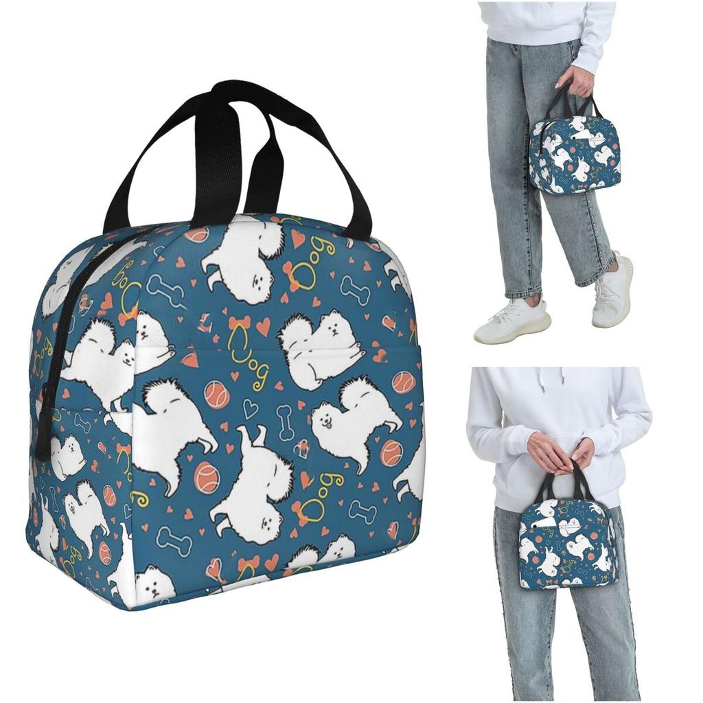 Love Samoyed Dog Insulated Lunch Bag for Women Children Leakproof Food Boxes Thermal Lunch Box Tote