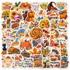 50 Wheat Ears Thanksgiving Stickers Autumn Harvest Festival Celebration Thanks Giving Decorative Doodle Stickers