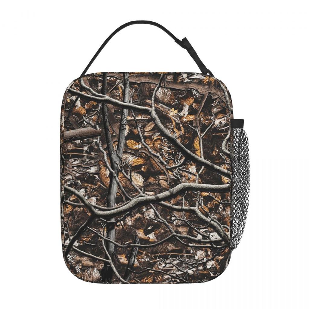 Camouflage With Leaves And Branches Print Insulated Lunch Bag for Women Children Portable Food Boxes Thermal Lunch Box Tote