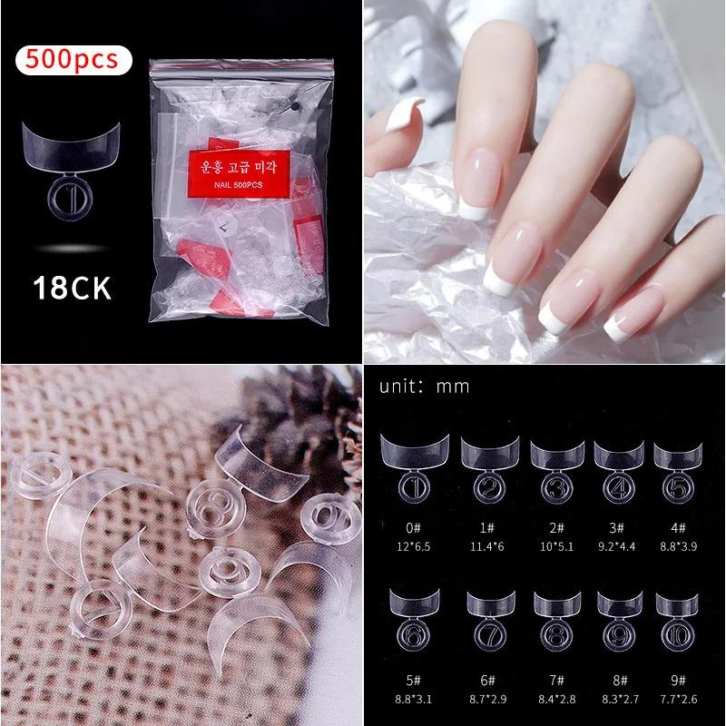 500PCS Natural Transparent Ballerina Almond  Round End Full/Half Ballet Coffin French False Nail Tips Fake Toenail Tip Manicure