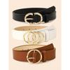 3pcs Women's Simple Fashion Versatile Waist Belt, Pants Dress Classic Belt,Single Ring Metal Buckle Design, Solid Color Elegant Waist Belt