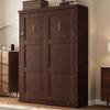 Twin Size Murphy Bed Cabinet, Space Saving Hidden Wall Bed, Wood Murphy Bed with Gas Struts for Home Office Small Room, Can Be