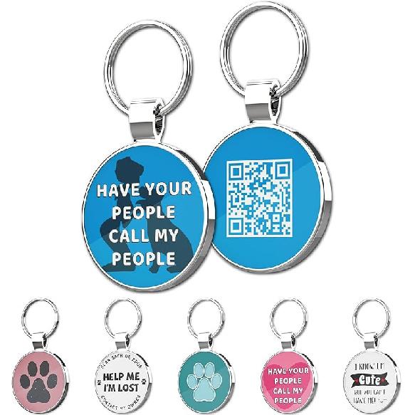 MYLUCKYTAG QR Code Pet ID | Personalized Dog & Cat Collar Tag | Online Profile with tant Scanned Location Alert Email