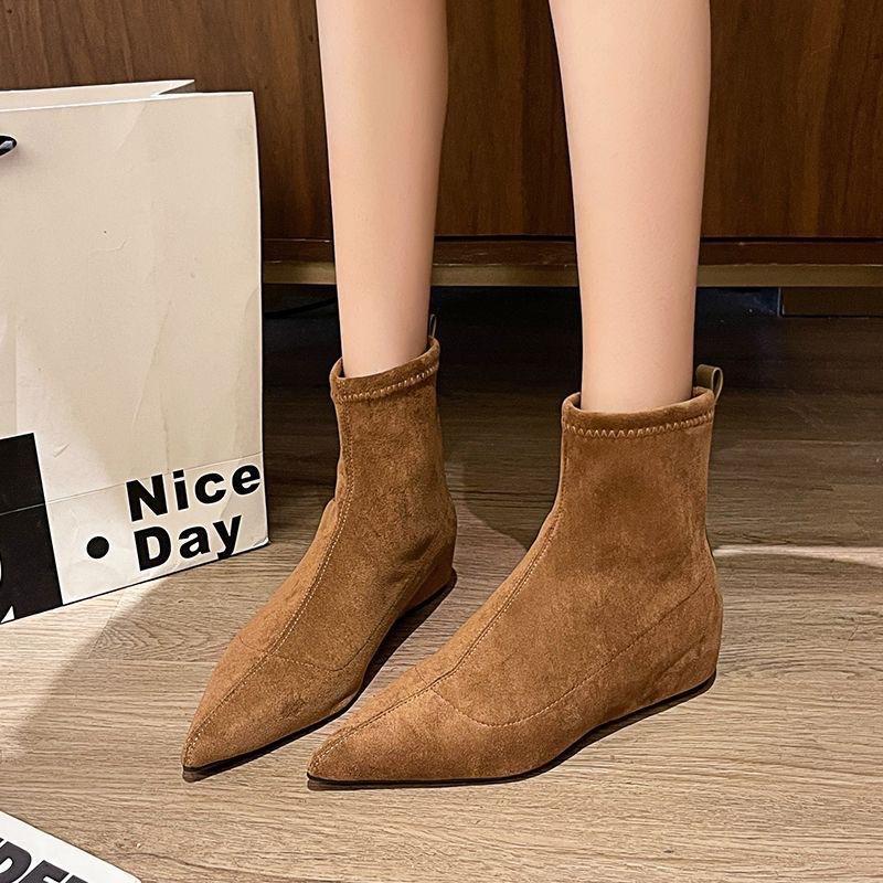 Flacher Absatz spitze weiche Sohle elastisch nicht müde personalisierte Mode matte Füße kurze Stiefel