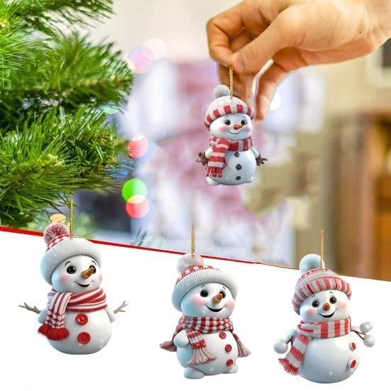 Christmas Snowman Pendant Acrylic Cartoon Snowman Hanging Ornaments Holiday Christmas Tree Hanging Snowmen for Home Decor