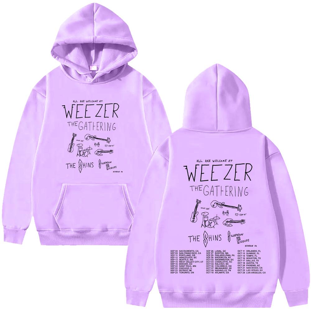 Weezer Band Tour 2026 Hooide Moda Uomo Donna Hip Hop Felpe con Cappuccio alla Moda Manica Lunga Abbigliamento Oversize Casual Felpa con Cappuccio