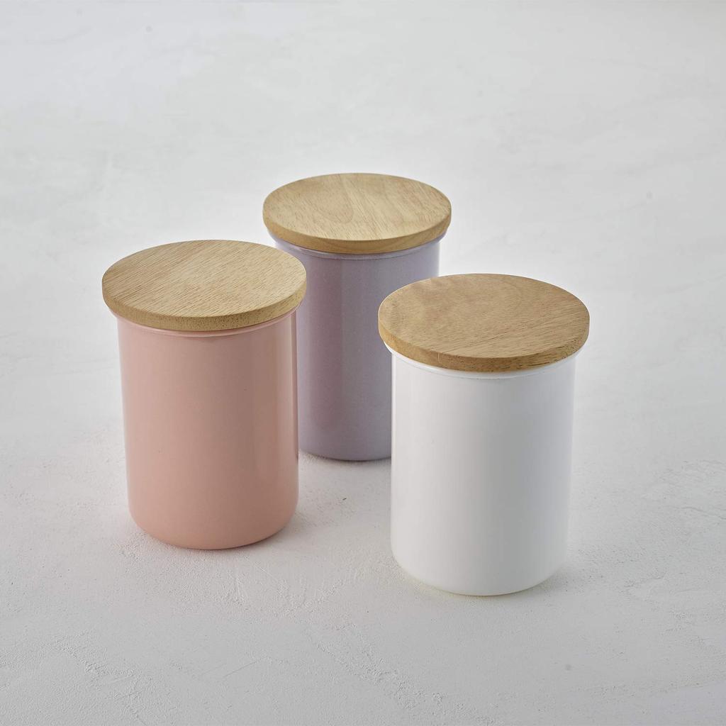 Fuji Enamel Wooden Lid Canister Ash Pink C-9CNL AP