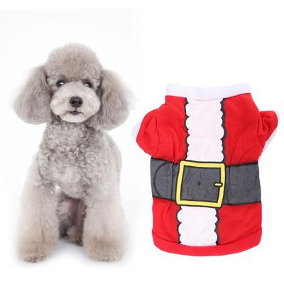 Polyester Santa Father Christmas Pattern Soft Comfortable Pet Clothes Festival Clothing Apparel Supplies for Dogs CatsXS