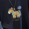 Damen-T-Shirt mit Graffiti-Print und Rundhalsausschnitt