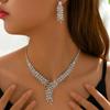 Elegant Crystal Claw Chain Necklace Earring Set Women - Tone Leaf Geometric Design Statement Jewelry Evening Gala