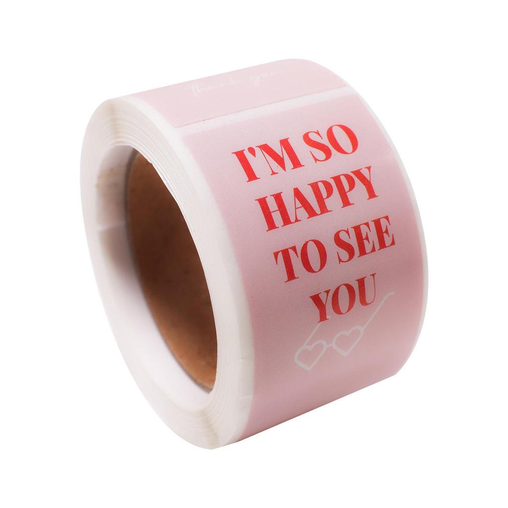 White Rectangular Adhesive Stickers for Gift Box Sealing - 100 Sheets/Roll