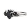 Adjustable Vintage Gothic Bat Wing Heart Zircon Ring Women Men Copper Statement Jewelry