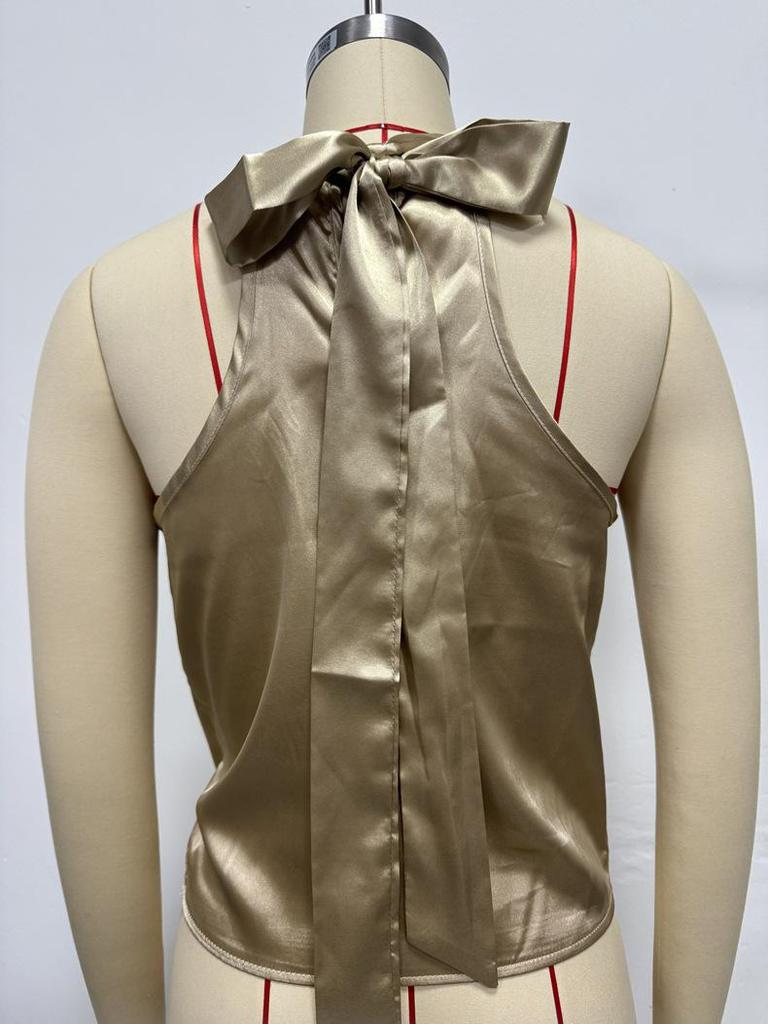 Women's Sexy Sleeveless Satin Shirt - Spring/Summer 2025 Collection