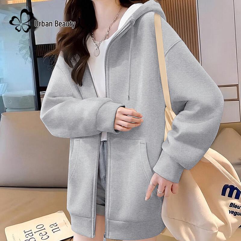 

Dushi Liren Women s Mousse Fleece Lined Hooded Zip Jacket M