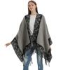 New split shawl autumn and winter imitation cashmere warm fringed cape scarf