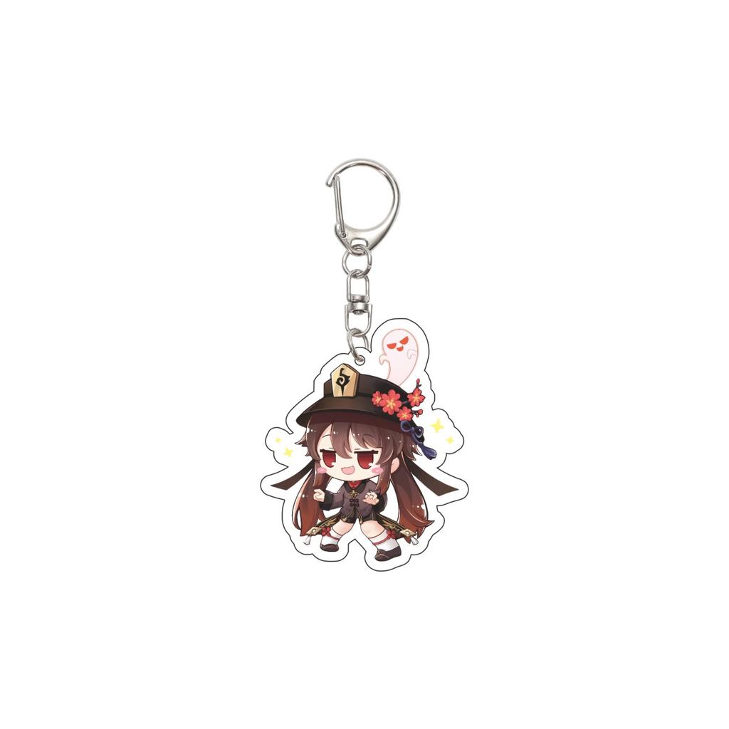 55MM Anime Genshin Impact Keychain Hu Tao Key Chain Acrylic Model Plate Christmas Gifts