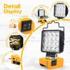 LED-Arbeitsleuchte für Dewalt- und Milwaukee-Akku, 48 W, tragbares Flutlicht, Taschenlampe, USB- und Typ-C-Ladelampe, Werkzeuge für die Baustelle