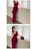 Elegant Red Halter Neck Backless Summer Dress for Women