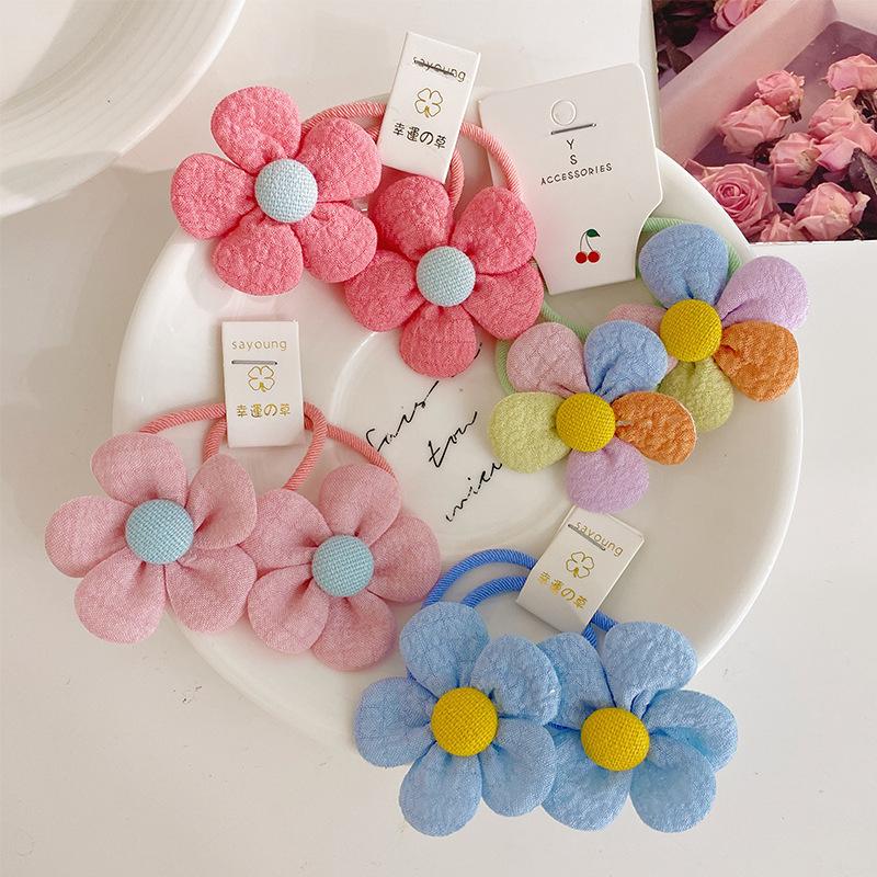 Sweet Rainbow Flower Hair Band Girls Headband Baby Does Not Hurt Hair Rubber Band Little Girl Hair Rope Simple Headgear Women