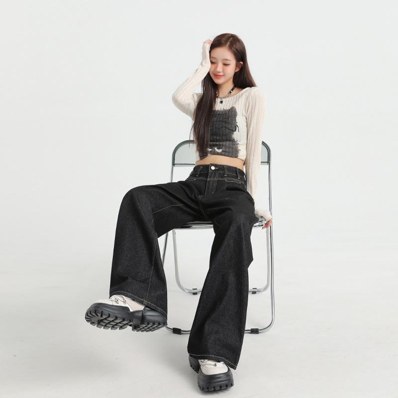Denim Super Soft Touch Wide-leg Jeans for Women Spring Loose Slim Floor Pants for Women Spring