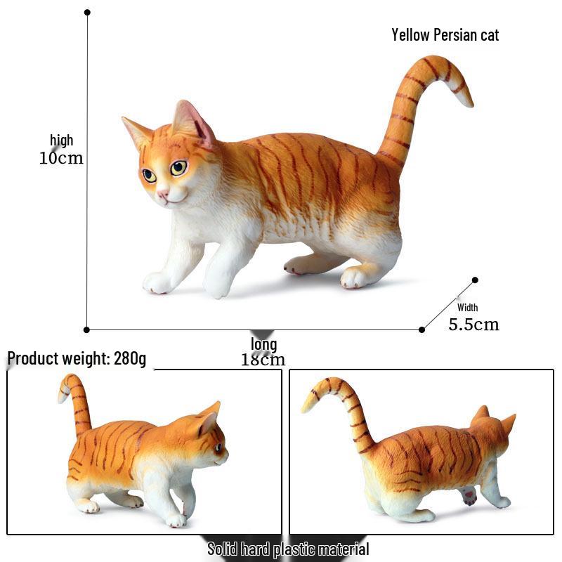 Three-Color Animal Model Plush Cat Toy - British Shorthair, Siamese, Persian, Orange, and Leopard Cat Simulation for Kids.