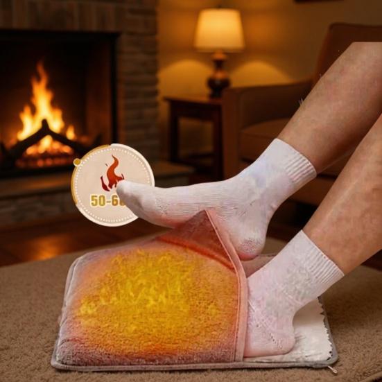 Thermal Foot Warmer USB Powered Heated Warmer, Winter Electric Feet Heating Pad, Plush Heater Cover for Under-Desk Home Office Portable Warming Pad