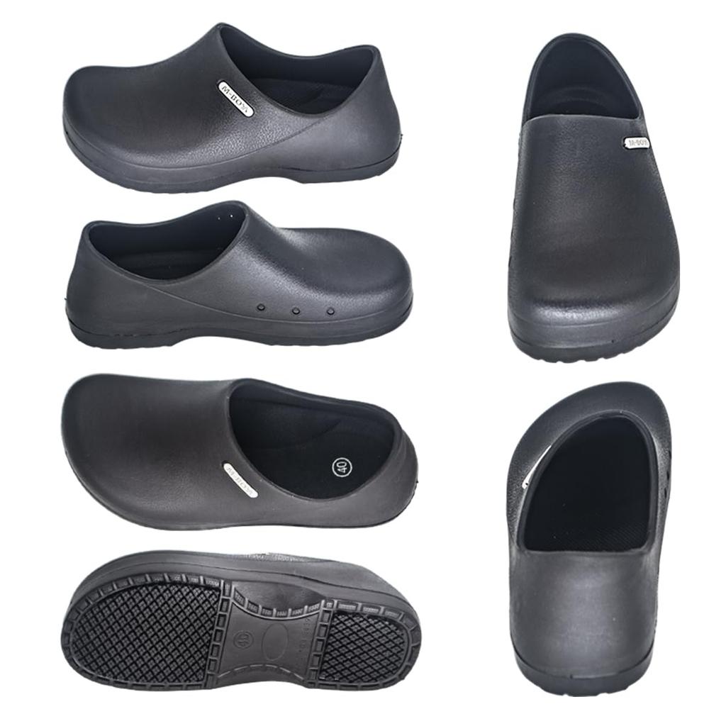 Quintari Chef Shoes, Black, Kitchen Clogs, Non-Slip, Waterproof, Lightweight, Men's and Women's Work Shoes, S122 (Black, Sizes 39 and 25.0cm)