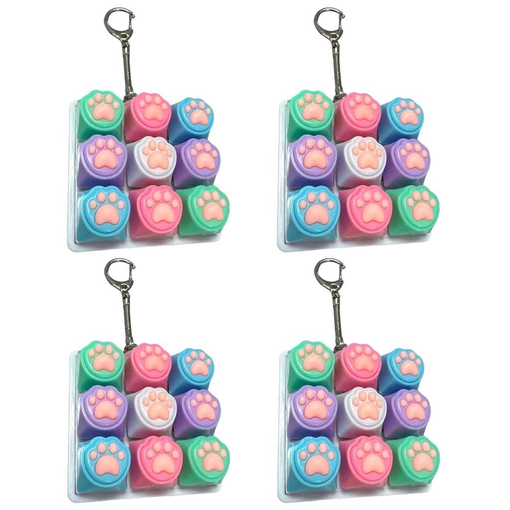 Cat Paw 9-in-1 Sound Fidget Keyboard Clicker W/ Keychain Portable Keyboard Clicker Fidget for Adults and Kids