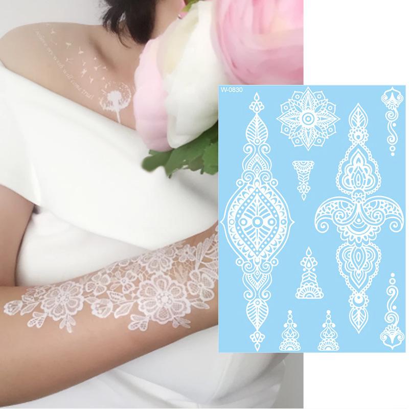 Beauty Sticker White Lace Tattoo Sticker Indian Temporary Tattoo Waterproof Tattoo Sticker