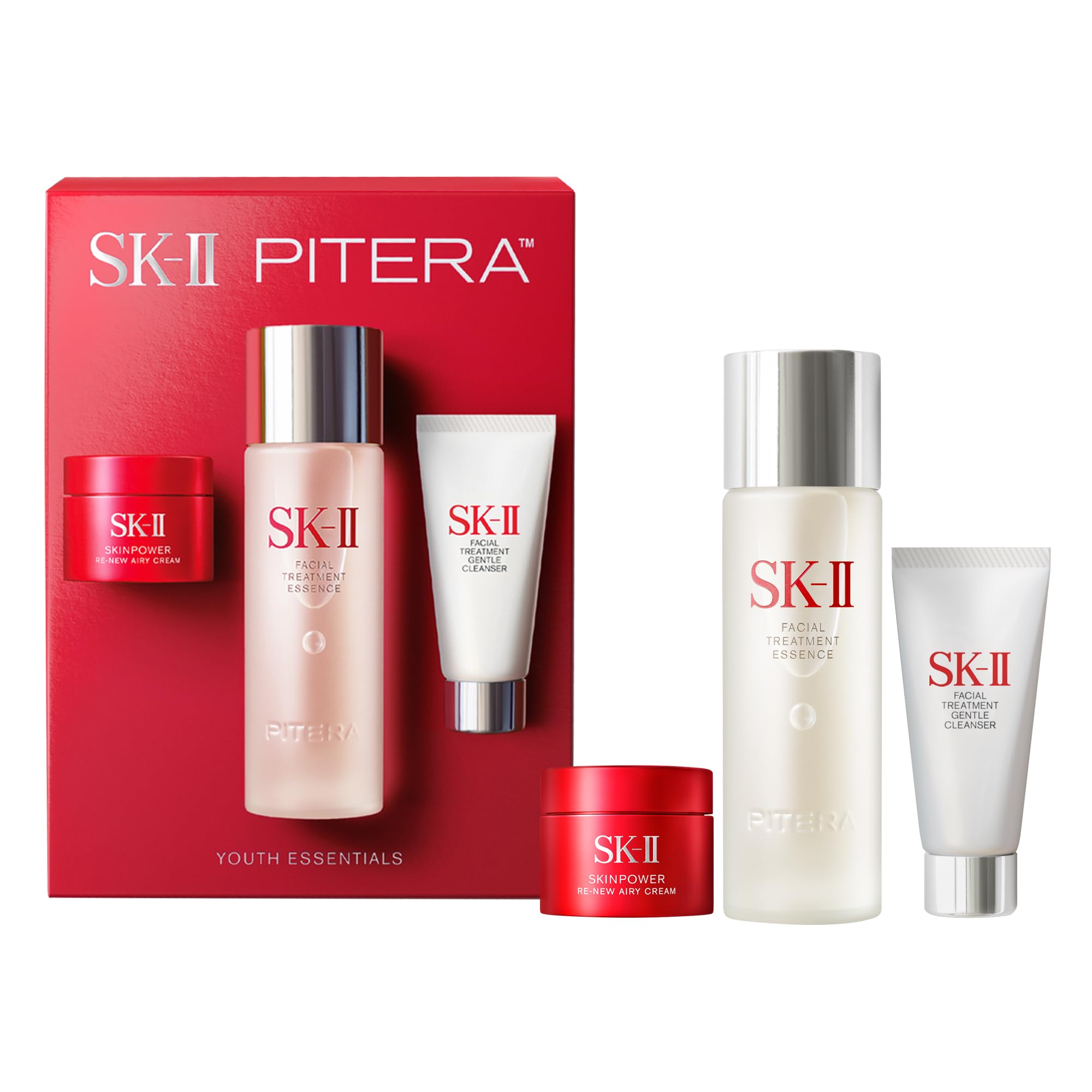 Official Store Skincare Set Youth Essential Set Renewal Edition Face with Box Pore Essence Skincare Gift Present SK-II Pitera™ (Lotion, Cleanser,