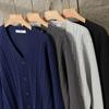 2025 Autumn/Winter Men's Casual Korean Style V-Neck Cardigan Sweater