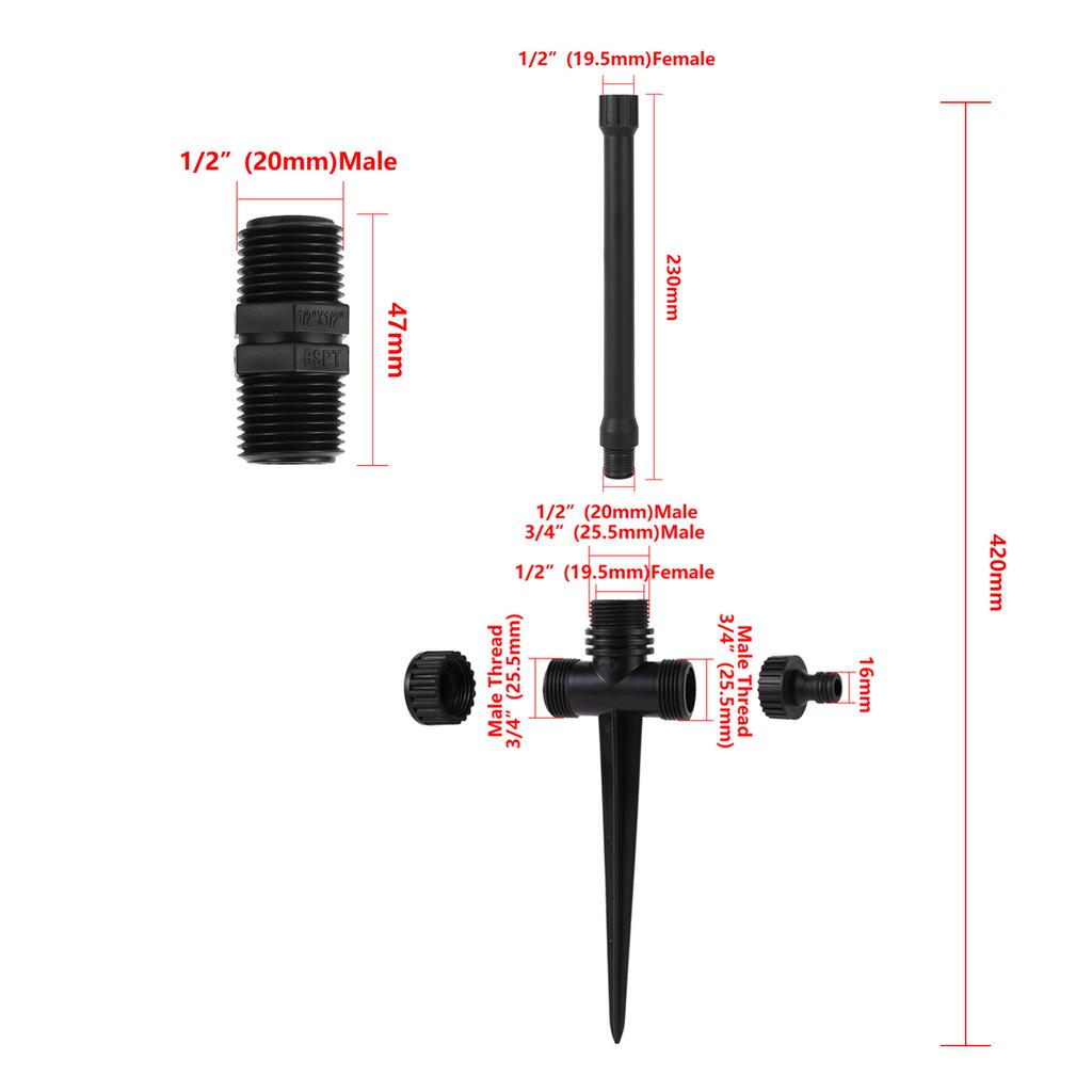 Garden Pop-up Watering Sprinkler 0~360 Degree Adjustable Scattering Nozzle 1/2" Thread Bracket Farm Lawn Crops Irrigation Tools