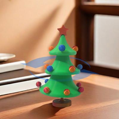 Estatua de árbol de Navidad danzante impresa en 3D, decoración de mesa, árbol de Navidad giratorio, centro de mesa para decoración de escritorio del hogar