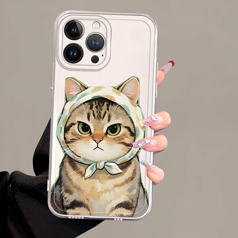 Cartoon Cat Soft Phone Cover Case for iPhone 17 Pro Max Air 7 8 16 11 14 Plus XS Max XR 12 Mini 15 13 Pro