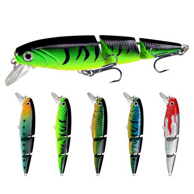 1Pcs 11cm/14.5g Isca de pesca 3 segmentos Manivela 3D Olhos Forma de peixe Enfrentar anzol Isca