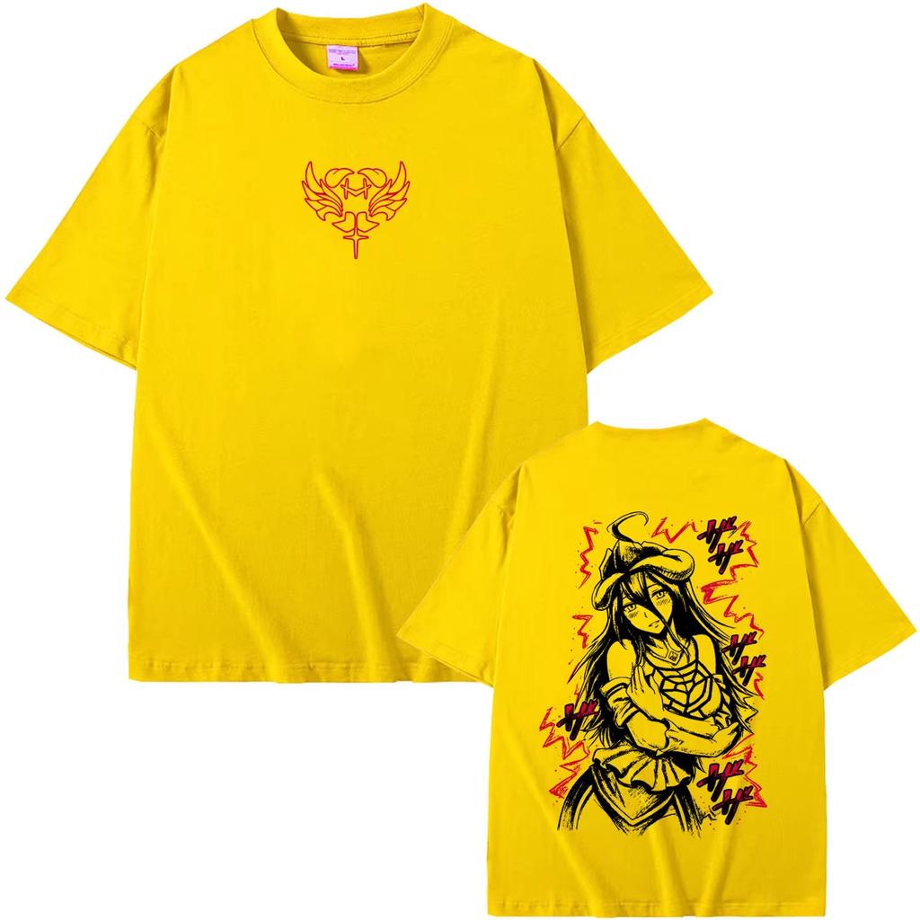 Anime Overlord Albedo Graphic Print Unisex Summer Casual Loose‑Fit Crew‑Neck Short‑Sleeve T‑Shirt Men's Fashion Vintage Comic Streetwear T‑Shirt