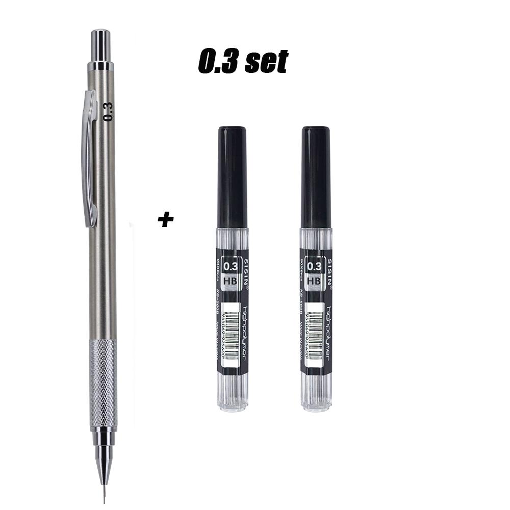 0.3/0.5/0.7/0.9/1.3/2.0mm Mechanical Pencil Set Art Drawing Painting Automatic Pencil with 2box Leads Office School Supply