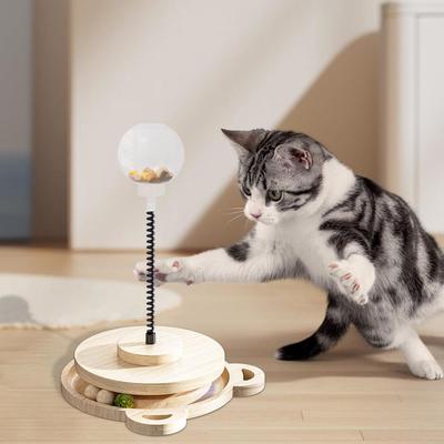Hundeleckerliball Haustierfutterspender Holzbahn Mit Federstab Katzenleckerliballspender Für Zuhause Spiel Mittelgroße Große Rasse Welpe