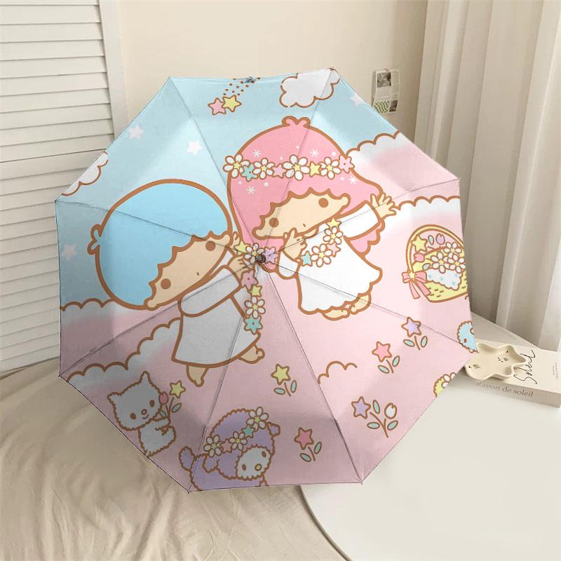 

1PC Little Twin Stars Umbrella-8-Rib Reinforced, Automatic Open, Lightweight & Durable, Cute Fashion Accessory for Outdoor-P2697
