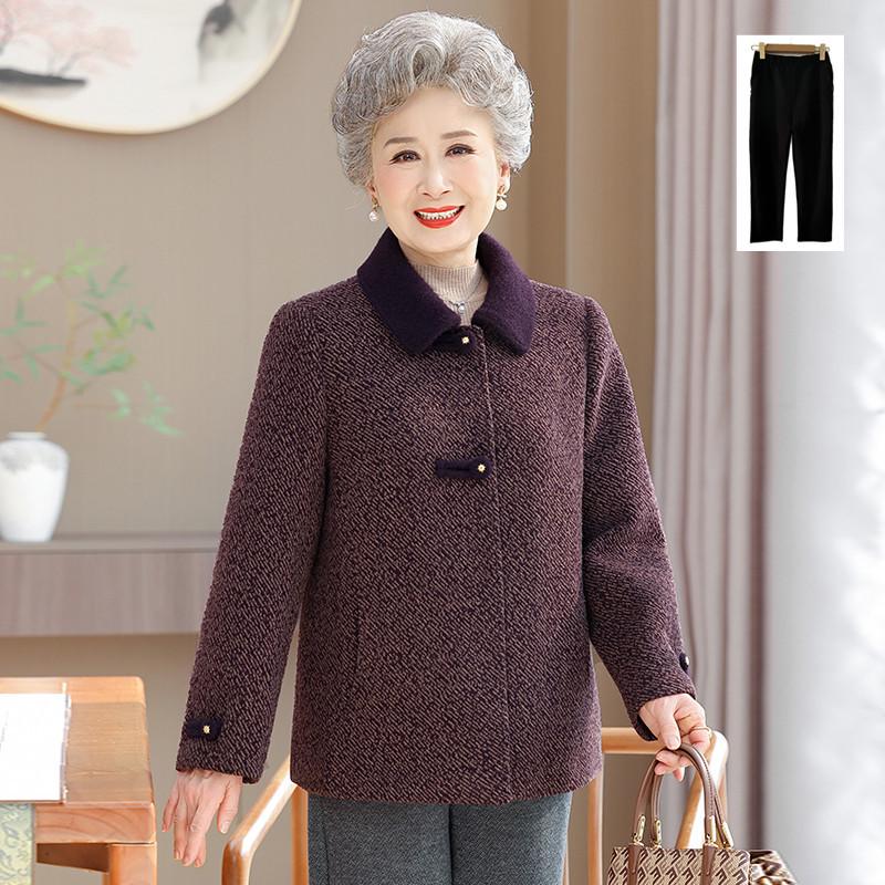 Grandma's New Spring Wool Coat for Elderly Women - Stylish Autumn and Winter Wear