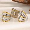 MamacitaSlay 316L Stainless Steel Two Tone Multilayer Line Wide Ring Party Waterproof Jewelry Women's Unique Cool Ring 2025 Gift