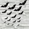 16 Pcs Halloween 3D Lighted Bat LED Bat Wall Stickers with Purple Light Spooky Light-up Glowing Bat Clings for Home Bar Halloween Party Decor