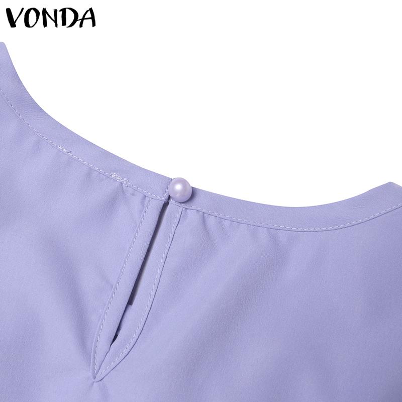 VONDA Damen Sommer Rüschen Rundhals Kurzarm Blusen
