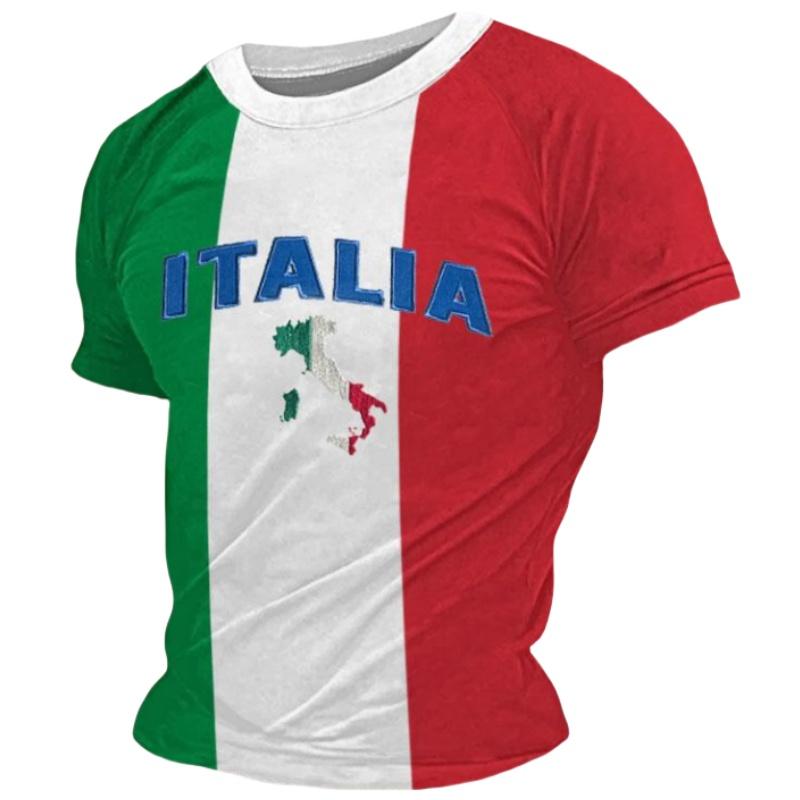 Einfache Italienische Flagge Grafiken T-Shirts Sommer Mode Kurzarm O-Ausschnitt 3D-gedruckte T-Shirts Lässige Streetwear Herrenhemd