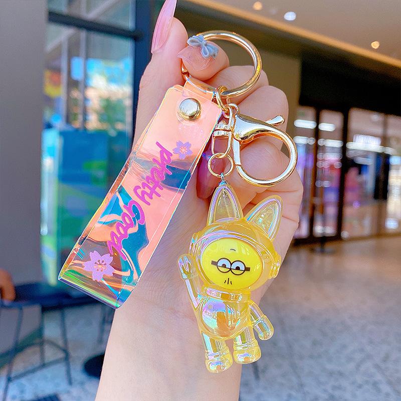 Rabbit Yuanyuan Mascot Creative Resin Colorful Beckoning Rabbit Keychain Gradual Change Rabbit Spring Festival Goods Small Pendant Opp bag packaging
