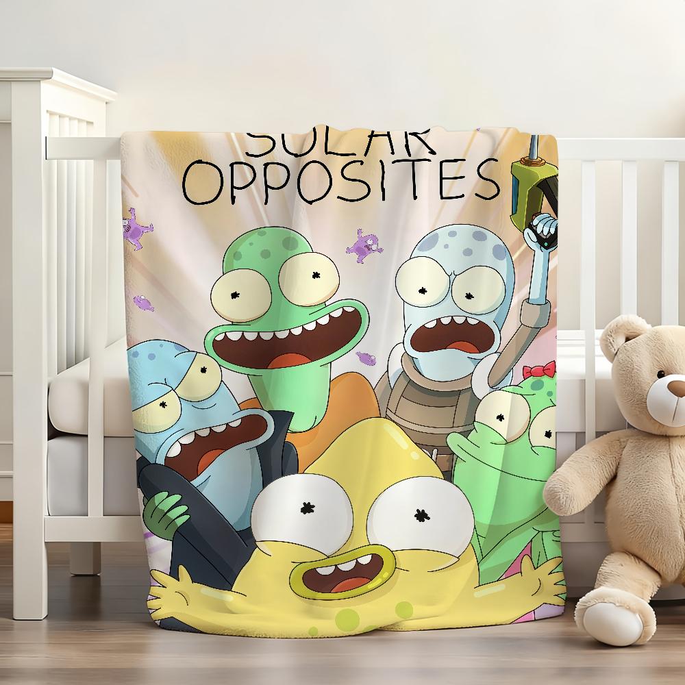 Couverture Solaire Opposés de Dessin Animé Douce et Agréable pour la Peau pour Canapé Lit Sieste Couvre-lit Couette Toutes Saisons