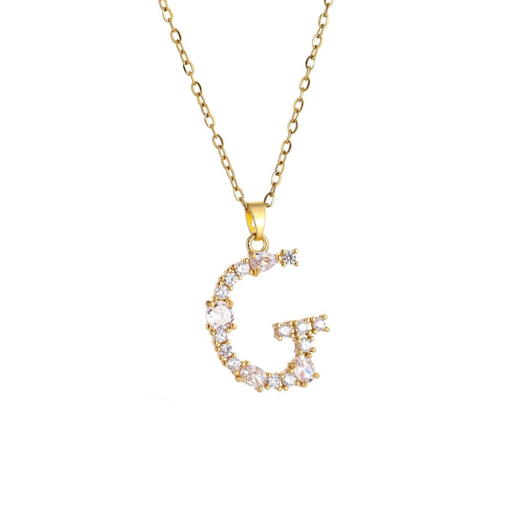 Luxury 26 Letter Necklace Women Unique Design White Zircon Crystal Collarbone Chain Party Jewelry Christmas Gift