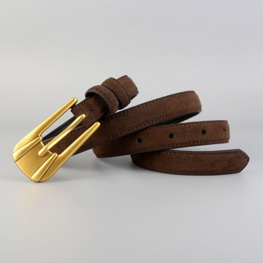 Pure Color Cowboy Belt Suede Leather Decorative Belt New Slim Waist Belt  for Women Skirt Jeans