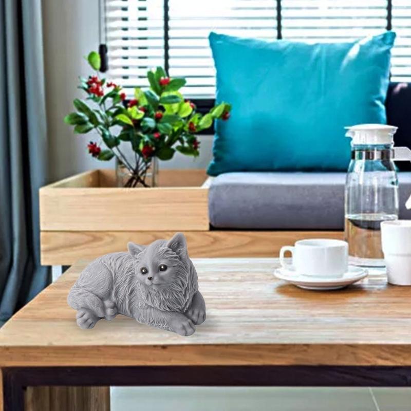 Aromatherapy Candle Mould 3D Animal Plaster Resin Silicone Mold Lying Cat Ornaments Mold for DIY Crafts Home Decors